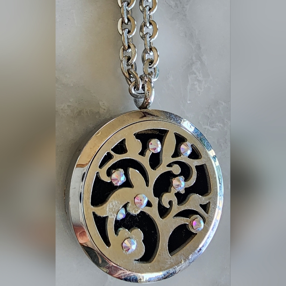Personal Aromatherapy Diffuser Necklace Locket Tree Of Life Rhinestones‎